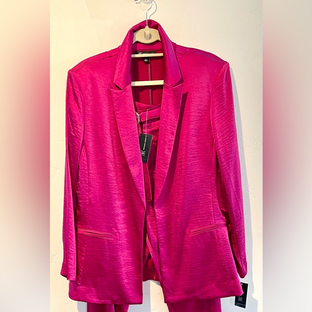 INC Raspberry satin pantsuit XL/14 new w tags